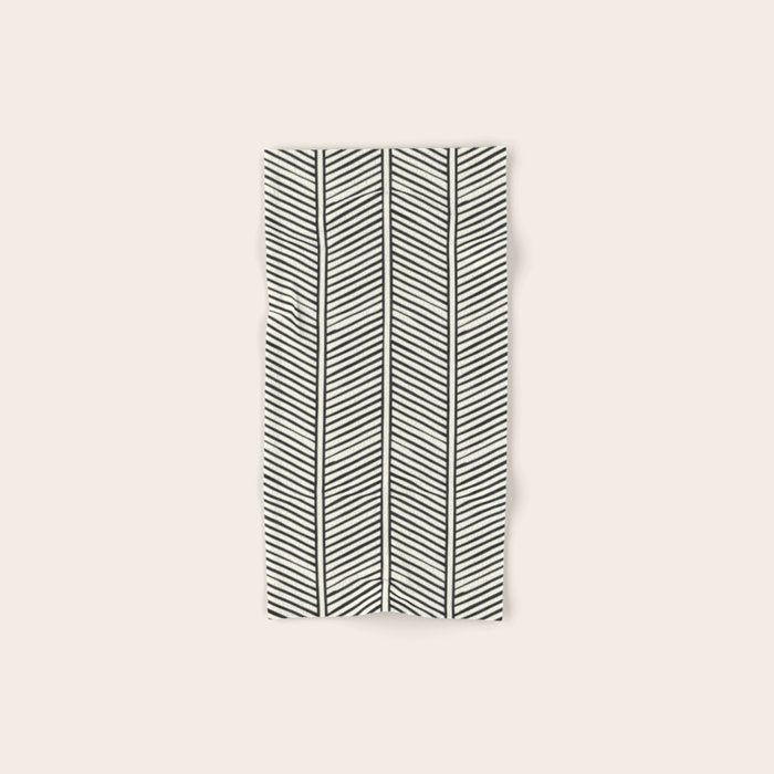 Organic Chevron - Inkwell On Cream Bath Towel