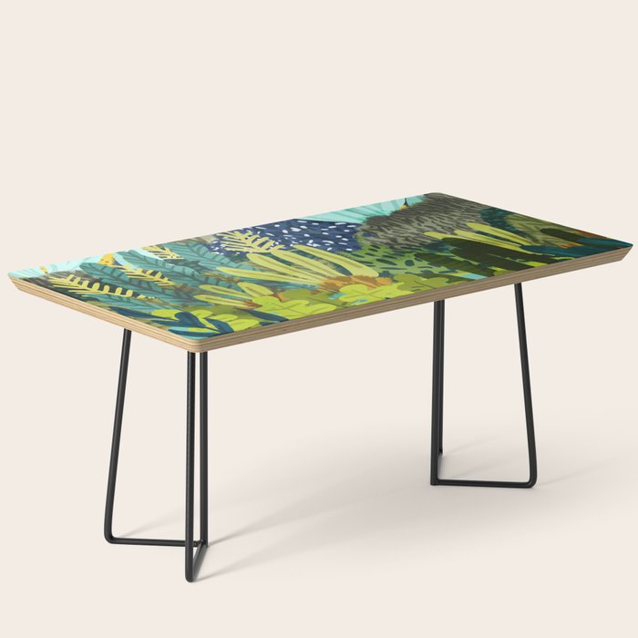 Wild Jungle Painting, Forest Dark Botanical Nature, Plants Tropical Eclectic Modern Illustration Coffee Table