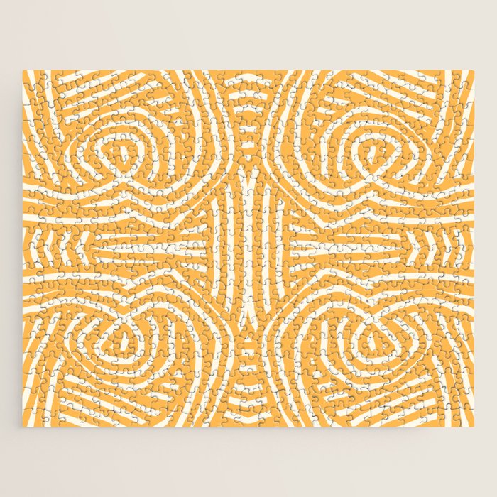Yellow Mustard Boho Stripe Jigsaw Puzzle