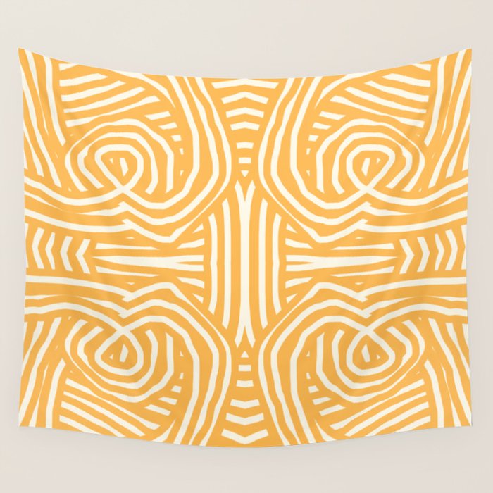 Yellow Mustard Boho Stripe Wall Tapestry