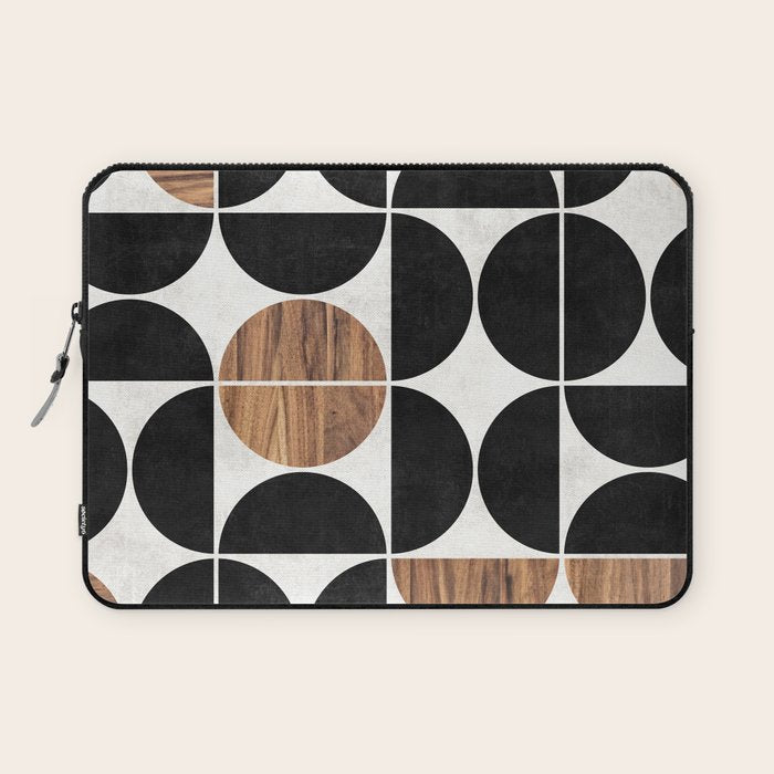 Mid-Century Modern Pattern No.1 - Concrete And Wood Laptop Sleeve