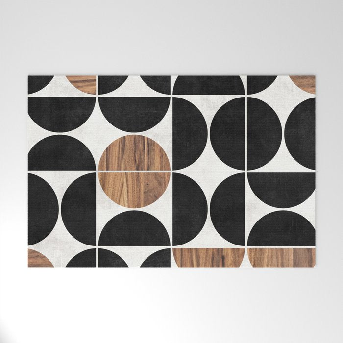 Mid-Century Modern Pattern No.1 - Concrete And Wood Welcome Mat