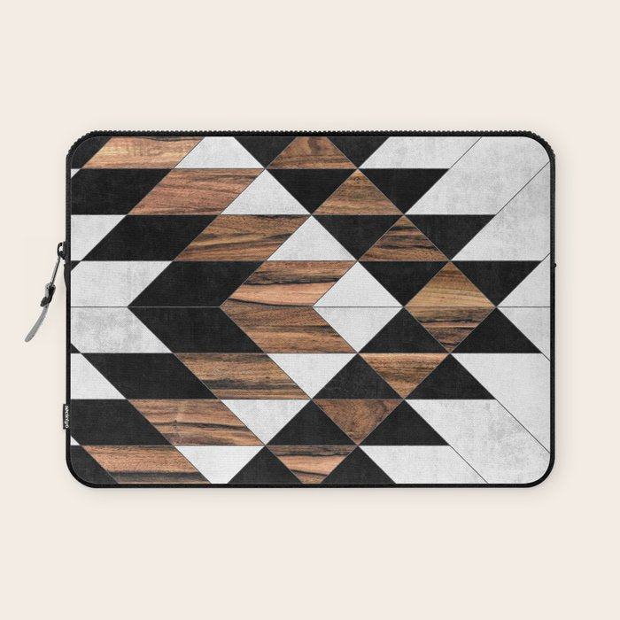 Urban Tribal Pattern No.9 - Aztec - Concrete And Wood Laptop Sleeve