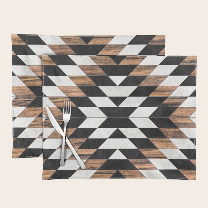 Urban Tribal Pattern No.13 - Aztec - Concrete And Wood Placemat