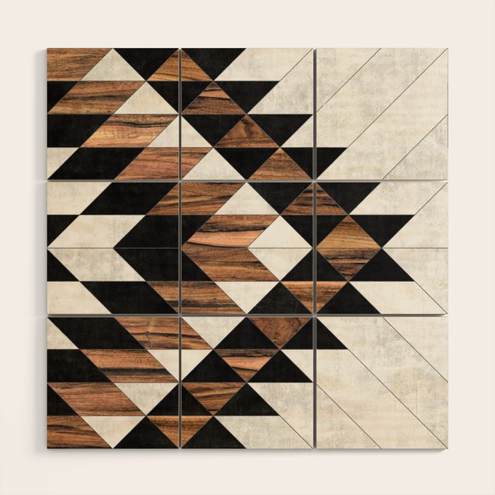 Urban Tribal Pattern No.9 - Aztec - Concrete And Wood Wood Wall Art