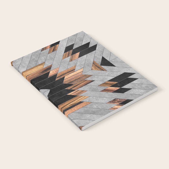 Urban Tribal Pattern No.6 - Aztec - Concrete And Wood Notebook