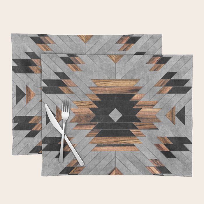 Urban Tribal Pattern No.6 - Aztec - Concrete And Wood Placemat