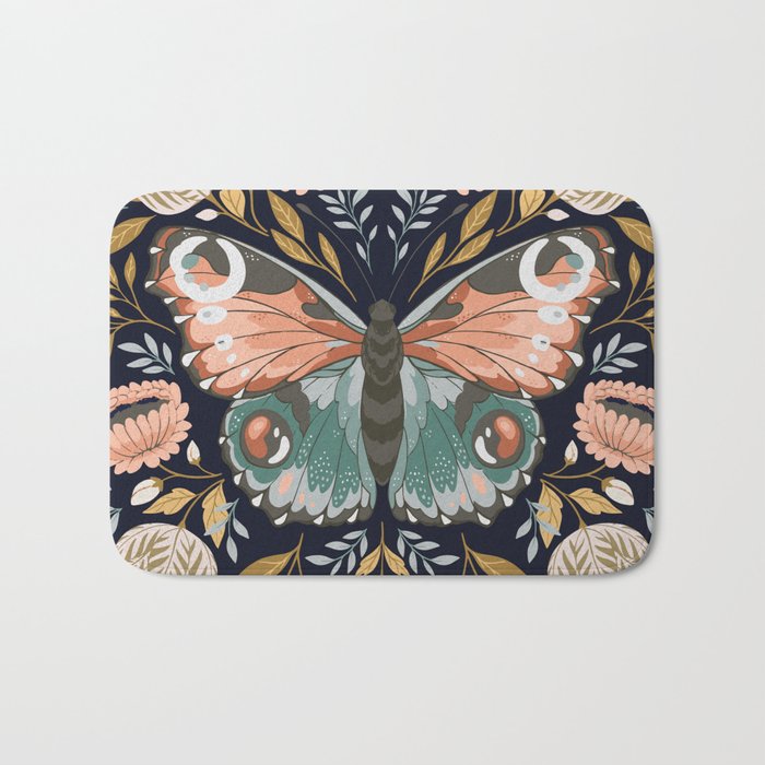 William Morris Butterfly - Midnight Garden Bath Mat