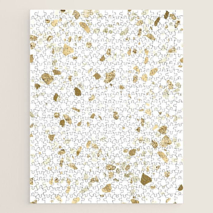 Metallic Gold Terrazzo Sparkle Jigsaw Puzzle