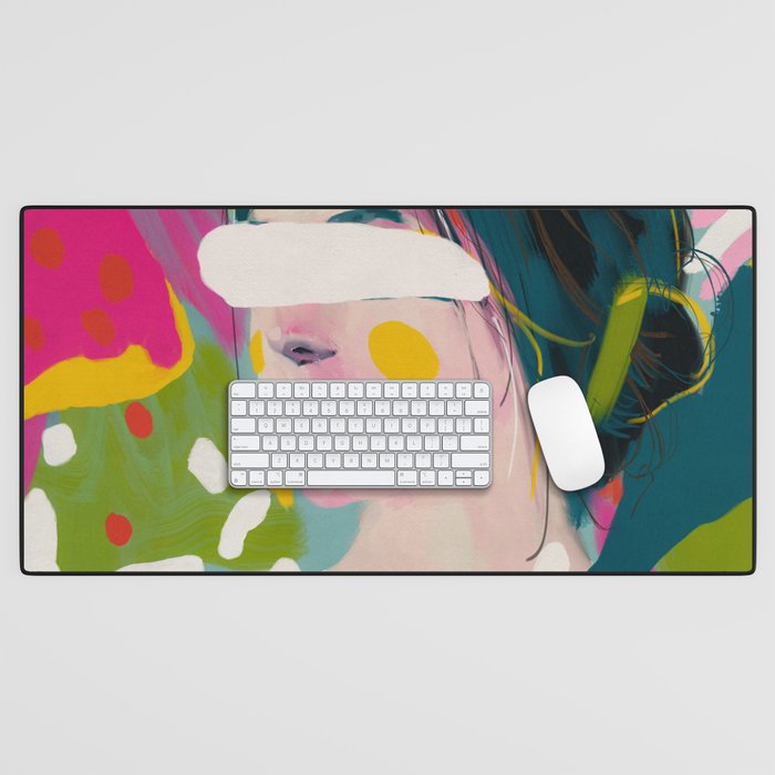 Look At Me, Woman Portrait Contemporary Desk Mat