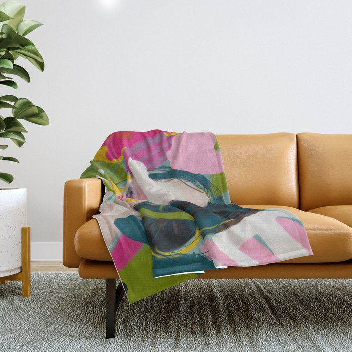 Look At Me, Woman Portrait Contemporary Throw Blanket