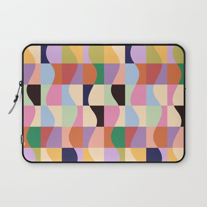Retro Colorful Wavy Checkerboard Laptop Sleeve