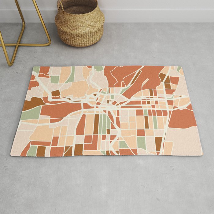 Portland Oregon City Map Earth Tones Rug