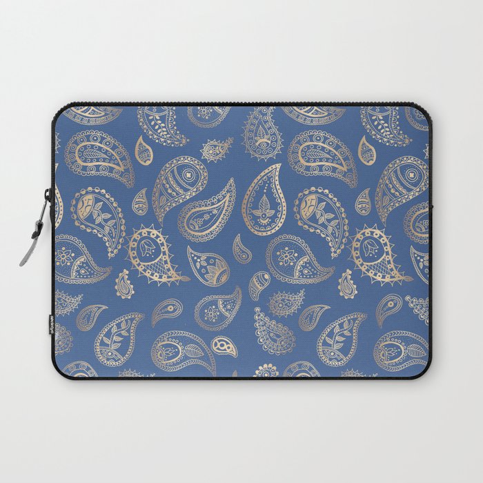 Classic Blue And Gold Paisley Laptop Sleeve
