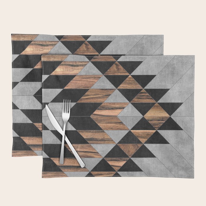 Urban Tribal Pattern No.10 - Aztec - Concrete And Wood Placemat