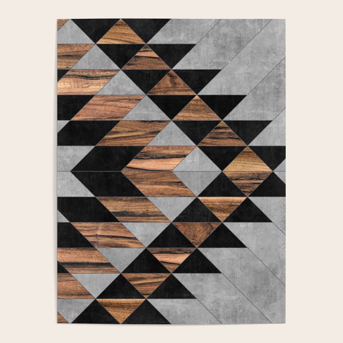 Urban Tribal Pattern No.10 - Aztec - Concrete And Wood Poster