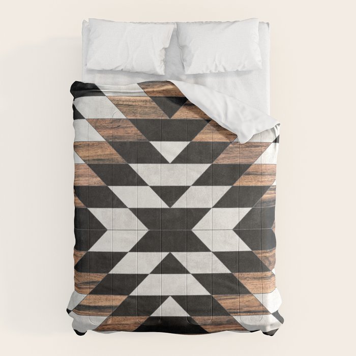 Urban Tribal Pattern No.13 - Aztec - Concrete And Wood Comforter