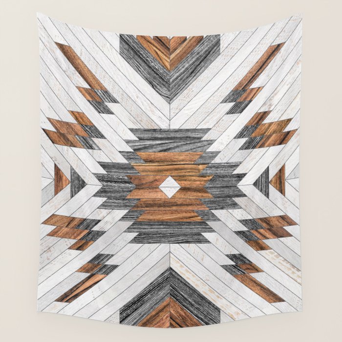 Urban Tribal Pattern No.8 - Aztec - Wood Wall Tapestry