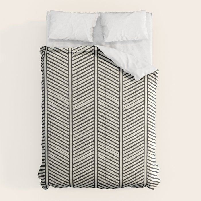 Organic Chevron - Inkwell On Cream Comforter