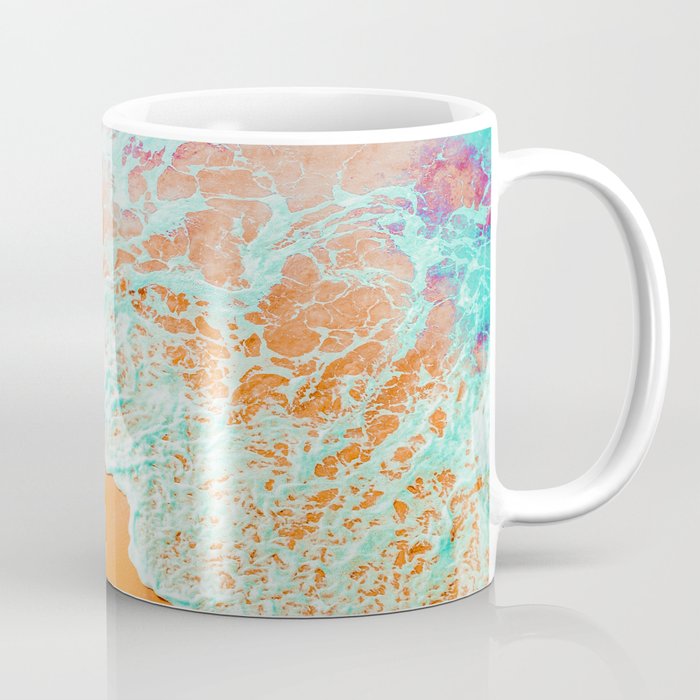Coral Shore, Ocean Beach Photography, Summer Sea Sand Waves Coffee Mug