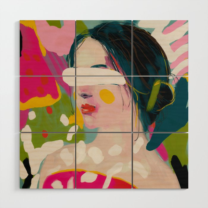 Look At Me, Woman Portrait Contemporary Wood Wall Art