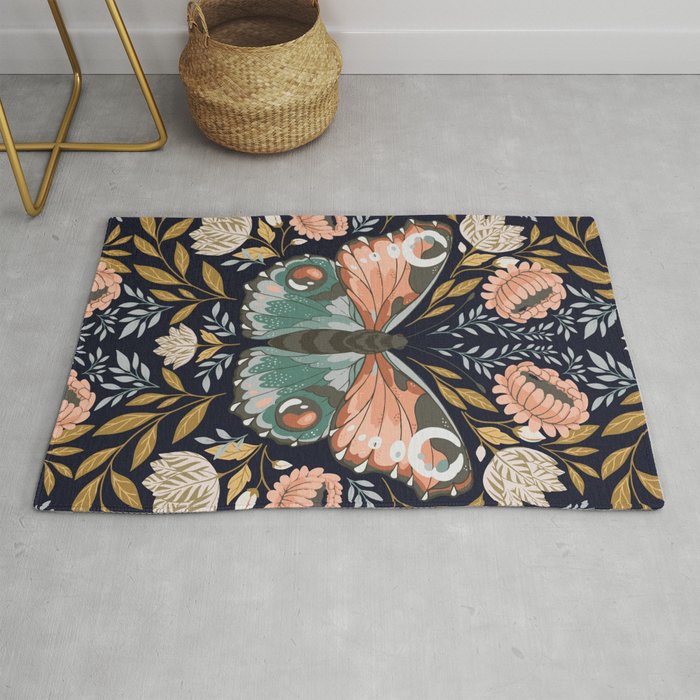 William Morris Butterfly - Midnight Garden Rug