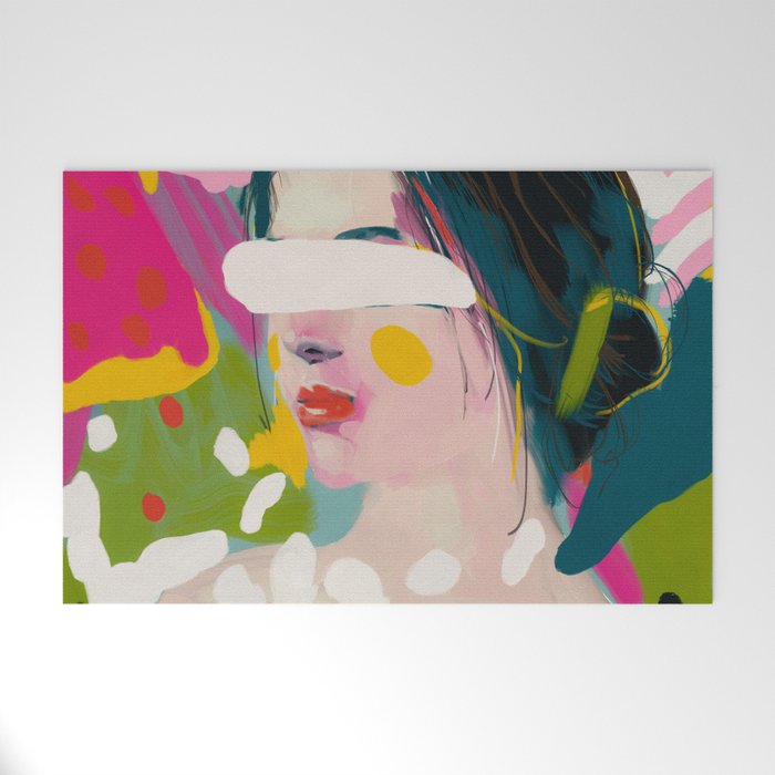 Look At Me, Woman Portrait Contemporary Welcome Mat