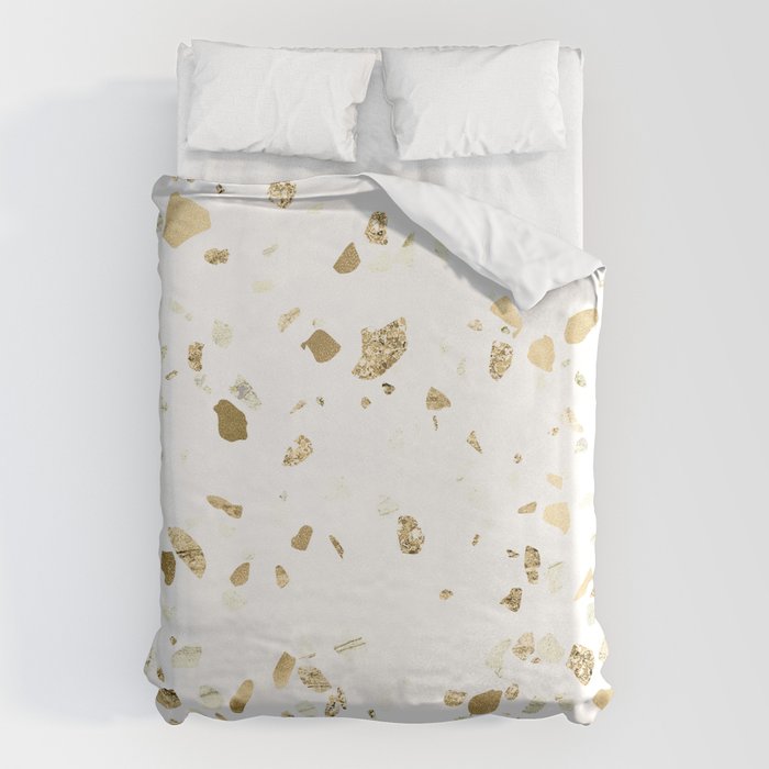 Metallic Gold Terrazzo Sparkle Duvet Cover
