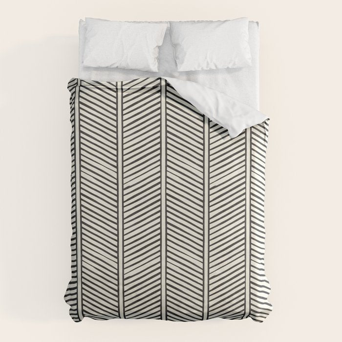 Organic Chevron - Inkwell On Cream Duvet Cover