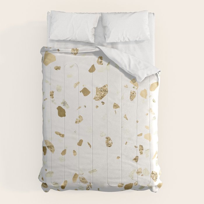 Metallic Gold Terrazzo Sparkle Comforter