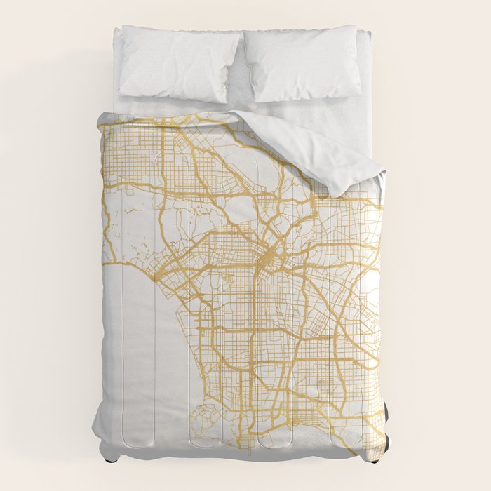 Los Angeles California City Street Map Art Comforter