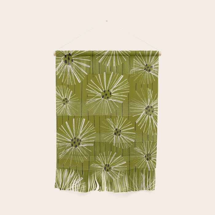 Retro Daisies: Musk Green Edition Wall Hanging