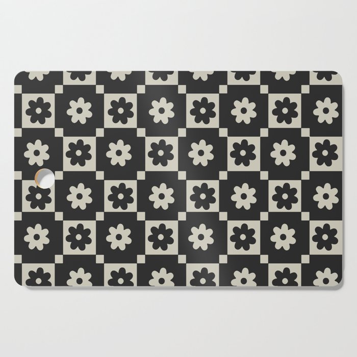 Checkered Daisy - Black Ink Cutting Board