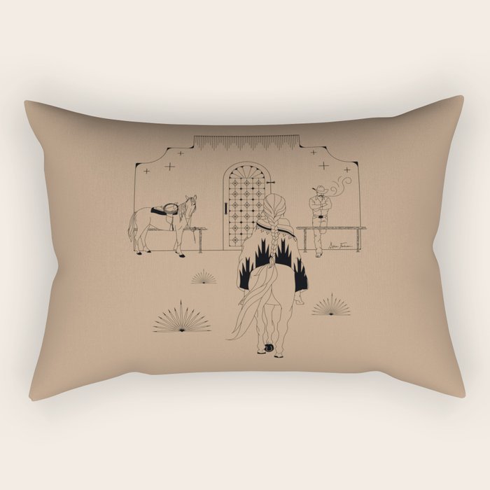 Last Stop - Tan & Black Rectangular Pillow