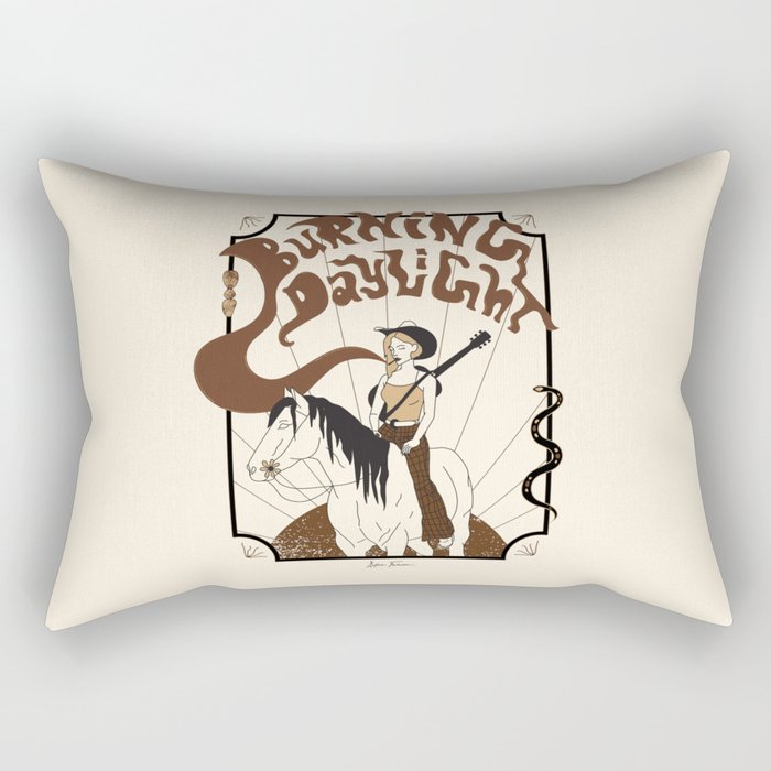 Burning Daylight - Black, Cream, Rust Rectangular Pillow