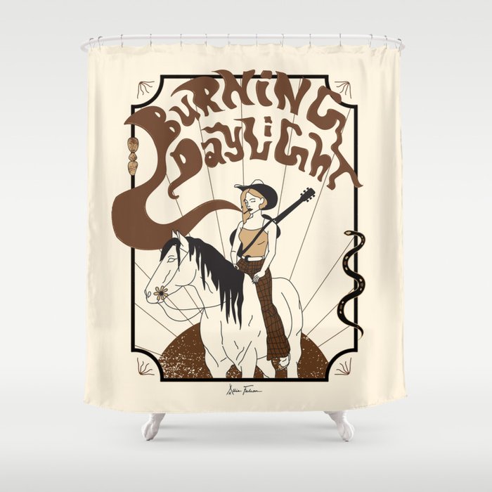 Burning Daylight - Black, Cream, Rust Shower Curtain