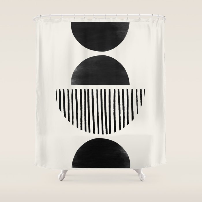 Balancing Stripes No.2 | Black Shower Curtain