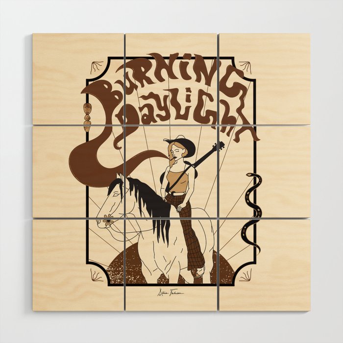 Burning Daylight - Black, Cream, Rust Wood Wall Art