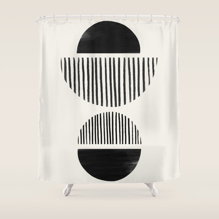 Balancing Stripes No.1 | Black Shower Curtain