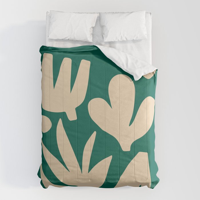 Bottle Green Collage: Paper Cutouts Matisse Edition Comforter