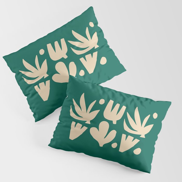 Bottle Green Collage: Paper Cutouts Matisse Edition Pillow Sham
