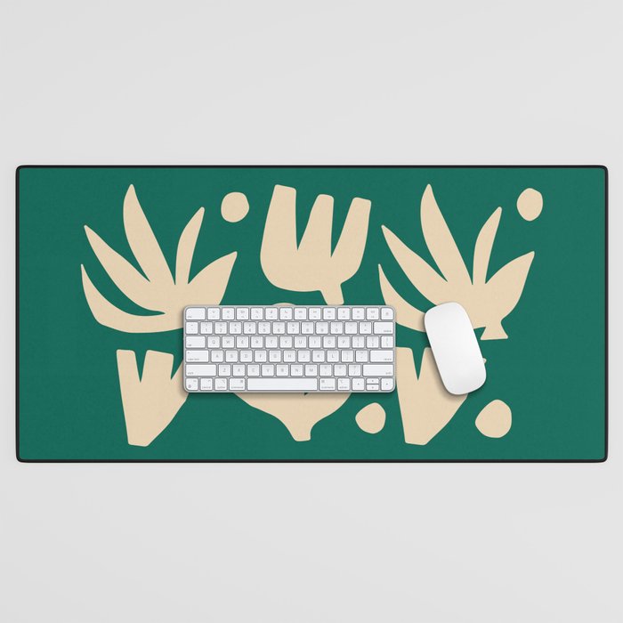 Bottle Green Collage: Paper Cutouts Matisse Edition Desk Mat