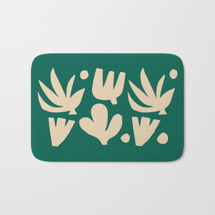 Bottle Green Collage: Paper Cutouts Matisse Edition Bath Mat