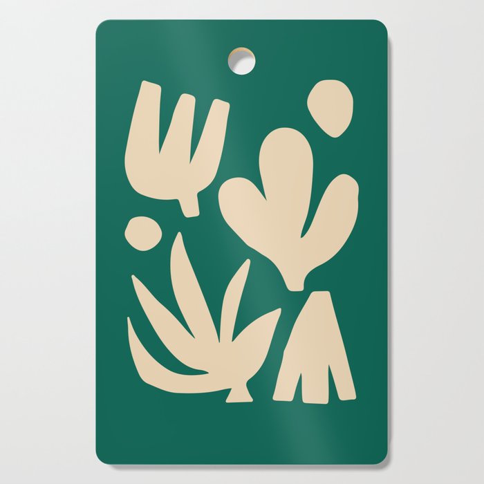 Bottle Green Collage: Paper Cutouts Matisse Edition Cutting Board