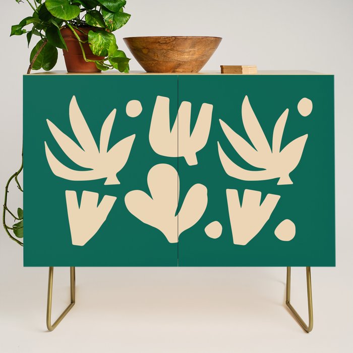 Bottle Green Collage: Paper Cutouts Matisse Edition Credenza