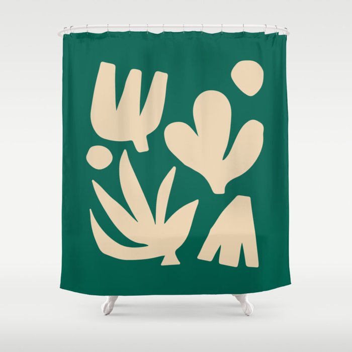 Bottle Green Collage: Paper Cutouts Matisse Edition Shower Curtain