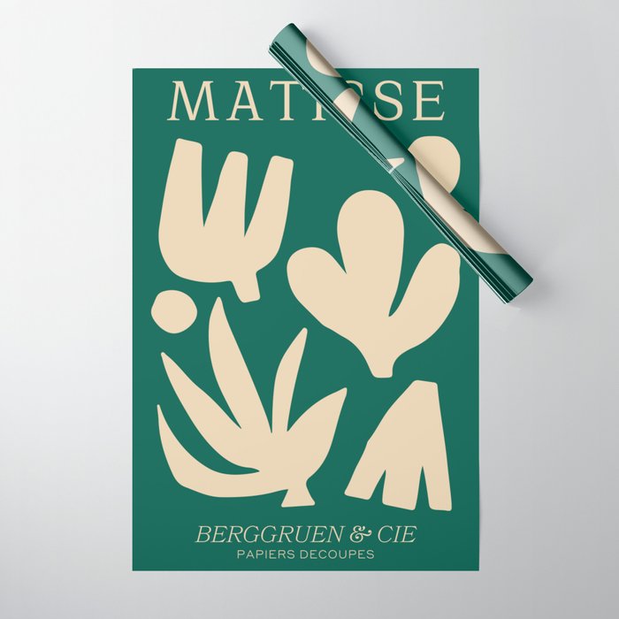 Bottle Green Collage: Paper Cutouts Matisse Edition Wrapping Paper