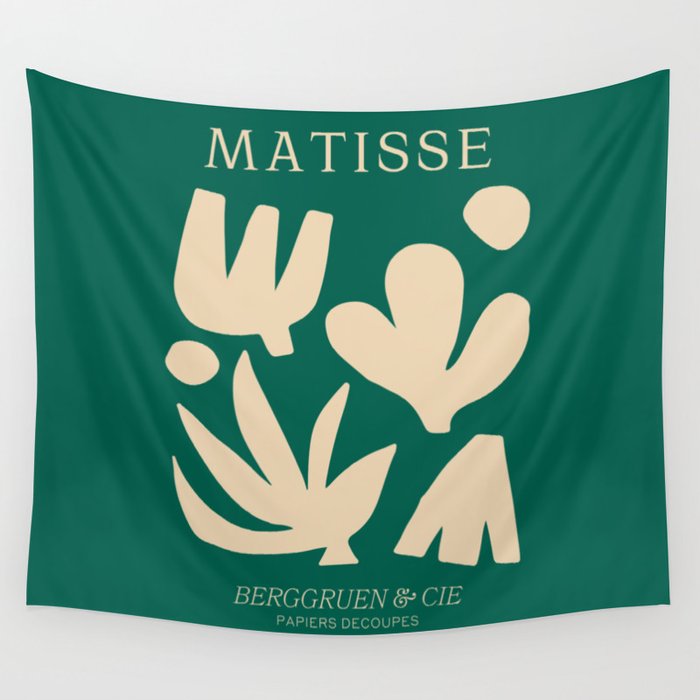 Bottle Green Collage: Paper Cutouts Matisse Edition Wall Tapestry