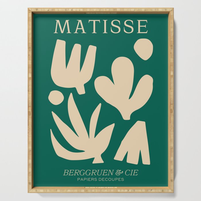 Bottle Green Collage: Paper Cutouts Matisse Edition Serving Tray
