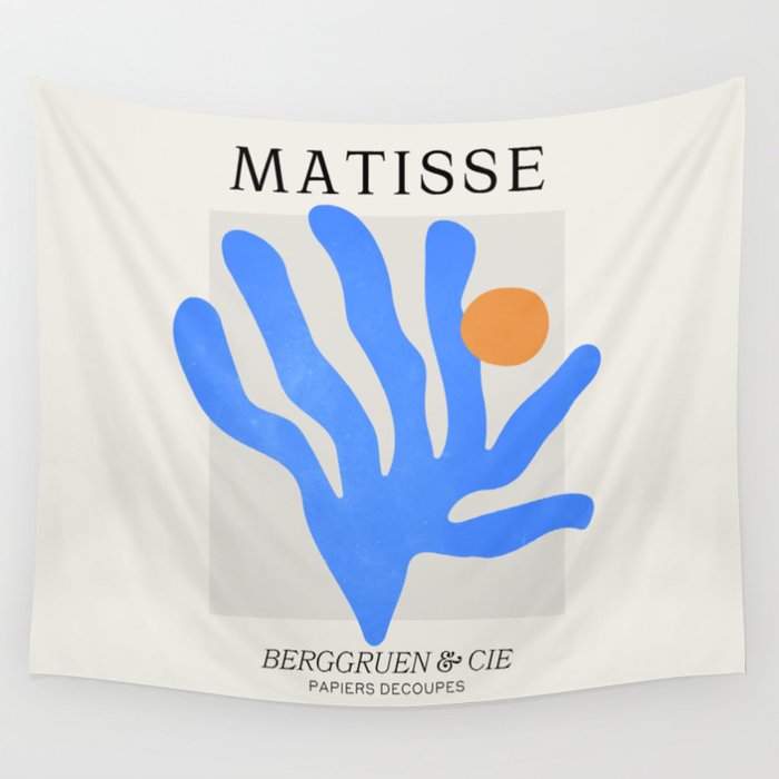 Jazz Blue Leaf: Matisse Series 02 | Mid-Century Edition Wall Tapestry